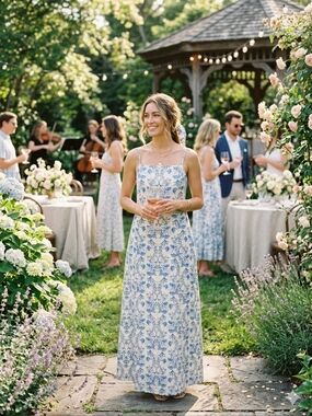 1. State Blue and White Floral Maxi Dress Small